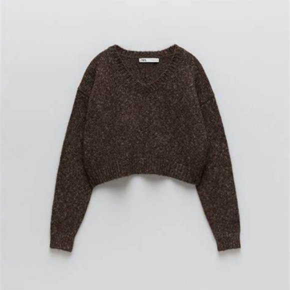 Zara Twisted Knit V Neck Sweater Wool - Picture 2 of 10